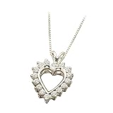 14K White Gold Cubic Zirconia (Created) Heart Pendant with Chain