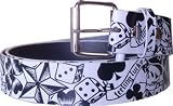 White GAMBLING Design Genuine Leather Punk Rock Belt