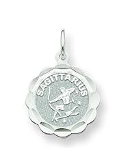 14K White Gold Satin Engraveable Sagittarius Charm