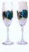 ArtisanStreet's Emerald Anniversary Set 2 Champagne Glasses. Features Bohemia Crystal Glasses Hand Painted in Gold  Emerald Green. One of a Kind, Signed by Artisan.