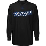 MLB Majestic Toronto Blue Jays Black Wordmark Long Sleeve T-shirt (X-Large)