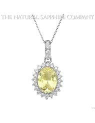 4.47ct. Natural Untreated Yellow Sapphire Pendant With 16" Cable Chain and 25 Dia 0.75ct. total