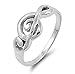 Sterling Silver Women's Treble Clef Note Fashion Music Ring Band 9mm Sizes 4-10