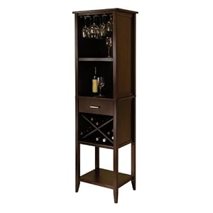Wood Wine Tower (Cappuccino) (72.99H x 22.13W x 16.34D) by Winsome Trading Company