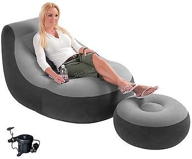 Intex Ultra Lounge Inflatable Chair w/ Ottoman Sofa Dorm Chair with AC Pump