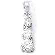 Sterling Silver Rhodium Plated Pendant with 3 Round Cubic Zirconia Stones.