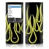 Yellow Neon Flames Design Protective Decal Skin Sticker for Apple iPod nano 4G (4th Generation) Player