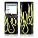 Yellow Neon Flames Design Protective Decal Skin Sticker for Apple iPod nano 4G (4th Generation) Player