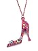 Pink Rhinestone High Heel Shoe Pendant Necklace Fashion Jewelry