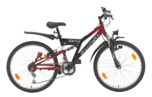 Texo Jugend Fahrrad ATB-Fully, black salsared HBLF, Rahmenh&ouml;he: 38 cm, Reifengr&ouml;&szlig;e: 24 Zoll (61 cm), 21110-0900017