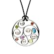 Sterling Silver and 14K Yellow Gold Freshwater Cultured Pearl and Multi-Color Gemstones Pendant