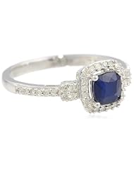 10k White Gold Diffused Sapphire and Diamond Ring (0.2 Cttw, G-H Color, I1-I2 Clarity)