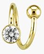 14 karat Gold Belly Button Ring Twisty with Clear CZ - Nickel Free