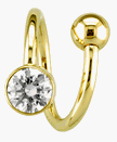 14 karat Gold Belly Button Ring Twisty with Clear CZ - Nickel Free