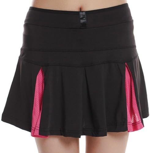 Women Double-color Layers With Underpants Tennis Badminton Cheerleader Pleated Skirt (M, Black)