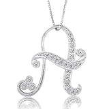 18k White Gold Alphabet Initial A Diamond Pendant Necklace (H-I, SI, 0.16 carat)