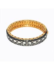 Sterling Silver Gold Plated Virmel And Black Rhodium Cz Bangle Bracelet New Fashion Jewelry