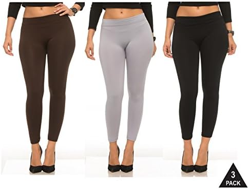 COCO LIMON WOMENS FUR LEGGINGS (3-PACK) (SMALL/MEDIUM, BROWN GREY BLACK)