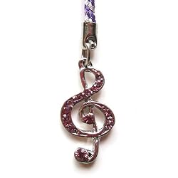 Cell Phone Mobile Camera Charm Strap Beautiful Purple Diamond Music Note