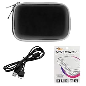 GTMax Black Digital Camera Zipper Pouch Case + SUC-C3 Data Cable + LCD Screen Protector for Samsung PL100, PL200, ST600, TL350, SL605, SL630, TL110, TL105, TL240, DualView TL210, DualView TL205, SL600, SL50, TL90, SL502