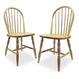 Windsor Chair, Natutal, Cuved Leg,Set of 2 (Natural) (36.13H x 17.25W x 18D) by Stacks and Stacks