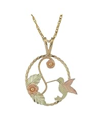 Black Hills Gold by Coleman Gold Hummingbird and 12K Rose Necklace