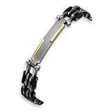 14K Gold Inlay Brushed Titanium and Rubber Bracelet - 8.5 Inches