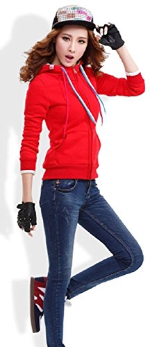 レディース　アウター　鮮やか　春秋夏　重ね着　パーカー　赤ピンク・ブラック・セルリアンブルー：3色　アウトドア　カジュアル　人気のトップス大人可愛いパーカー　紐おしゃれ　　『限定・巾着袋付き』