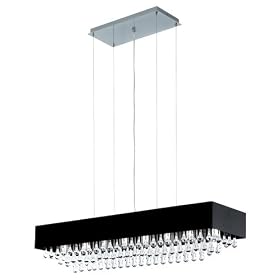 Eglo 88203A Camini, Black and Chrome Clear Crystals, 8-Light Pendant Light Fixture by Eglo