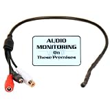VideoSecu High Sensitive Preamp Mini Audio Pickup Tiny Spy Microphone with Power Bypass for Security Audio Sound Voice Monitoring Recording and bonus Warning Decal WD4 ~ VideoSecu
