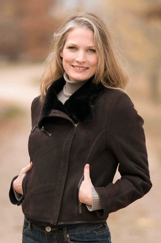 Womens Jordan Shearling Sheepskin Bomber Jacket