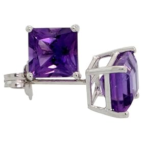 February Birthstone 14K White Gold Basket Set Stud Earrings, w 3 4 carat Size... by