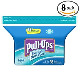 Huggies Pull-Ups Flushable Moist Wipes Refill, 98-Count (Pack of 8)