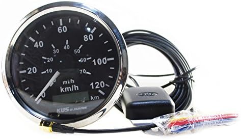 KUS GPS Stainless Steel Bezel Speedometer Gauge 85mm 12V/24V Marine Boat Black