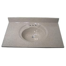 Crane Plumbing 8374-41 Astra-Lav Cultured Marble Lavatory Vanity Top with Recessed Sink, Beige