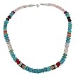 Southwestern Blue Turquoise Gemstone Bead, Sterling Silver and Gold 20" Necklace by Native American Artist Tommy Singer, #7680