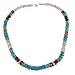 Southwestern Blue Turquoise Gemstone Bead, Sterling Silver and Gold 20" Necklace by Native American Artist Tommy Singer, #7680