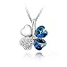 Blue Chip Unlimited Sparkling Colored Heart Shaped Clover Charm Necklace