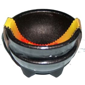 2 Pack Black Plastic Earthenware Salsa Bowls - 10 oz