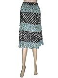 IMAGE OF Skirt for Women Black with White Block Print Skirts Indian Clothing Size 28