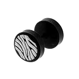 ACRYLIC FAKE PLUG WITH LOGO (ZEBRA) Gauge: 16 Sold as a Pair