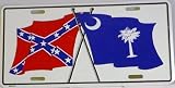 Carolina and Confederate Flags Crossed License Plate