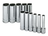 SK 1350 11 Piece 1/4-Inch Drive 12 Point 5-Millimeter to 14-Millimeter Deep Socket Set [並行輸入品]
