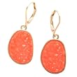 Goldtone Orange Textured Drop Earrings Fashion Jewelry