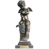 Lil Cherub with Butterfly Bronze Statue on Marble Base