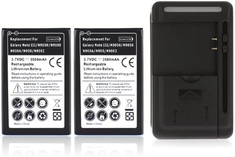 YIBOYUAN 2pcs 3500mAh Battery with USB Wall Charger for Samsung Galaxy Note 3 III N9000 N9005 N900A N900 N9002
