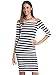 Choies Women's Monochrome Stripe Off Shoulder Half Sleeve Pencil Dress