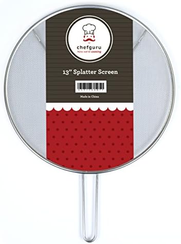 Splatter Screen 13" Splash Guard - Guards From All Hot Oils - Perfect For All Your Cooking Needs - Premium Ultra Fine Woven Mesh - Stainless Steel Fits Most Pots and Pans - Non-Stick Easy Cleaning