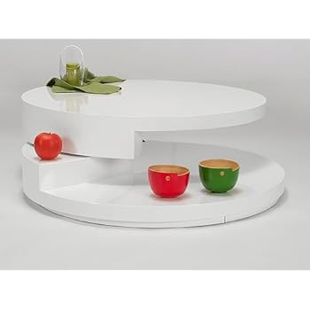 Table basse ACONA 100cm en MDF laqué blanc