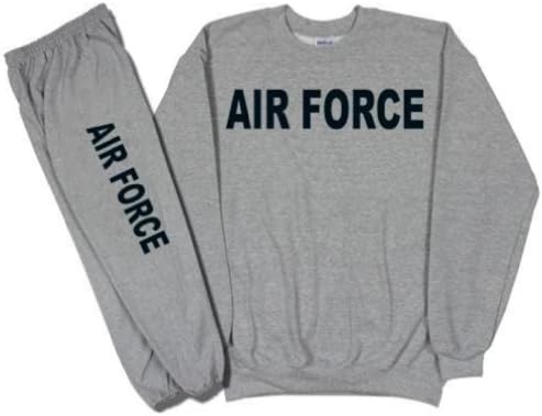 Outdoor Men's Air Force Physical Training Sweat Set, Crew Neck Sweater & Sweatpants Extra Large Heather Grey
